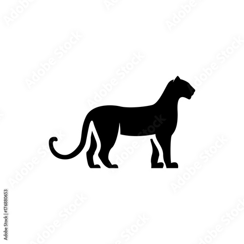 Vector leopard silhouette view side for retro logos, emblems, badges, labels template vintage design element. Isolated on white background