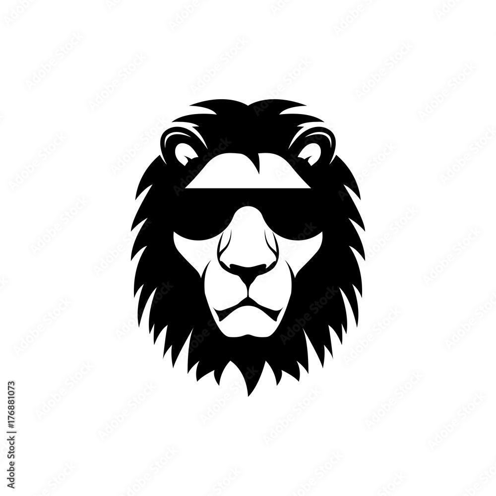 Vector lion head, face  for retro logos, emblems, badges, labels template and t-shirt vintage design element. Isolated on white background