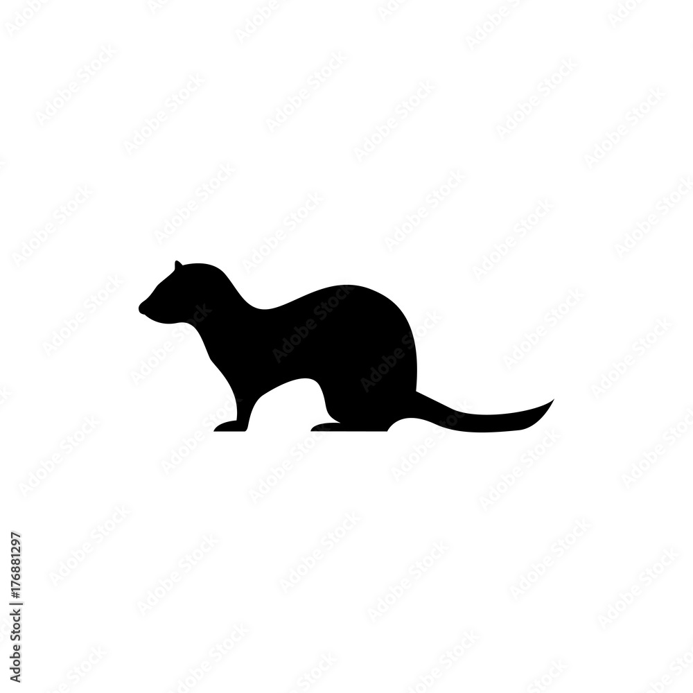 Vector marten silhouette view side for retro logos, emblems, badges, labels template vintage design element. Isolated on white background
