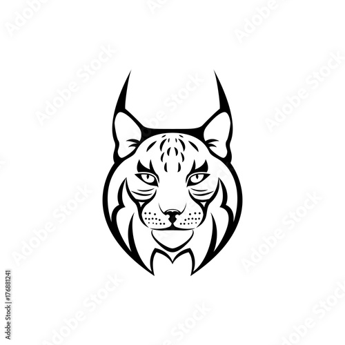 Vector lynx head, face  for retro logos, emblems, badges, labels template and t-shirt vintage design element. Isolated on white background