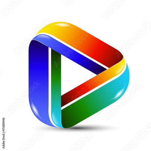 Free Download Colorful 3D vector abstract play icon for logo template. Music and video player application logo design. - GFXLoad