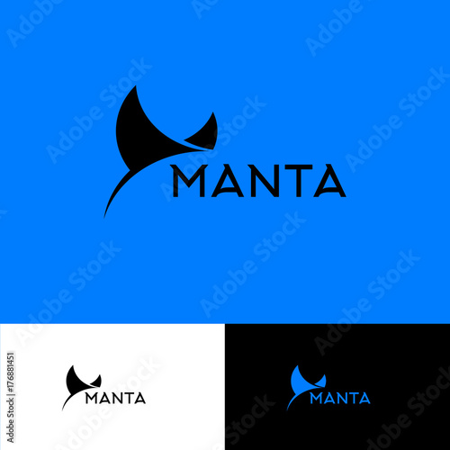  Manta ray logo. Diving club emblem.
