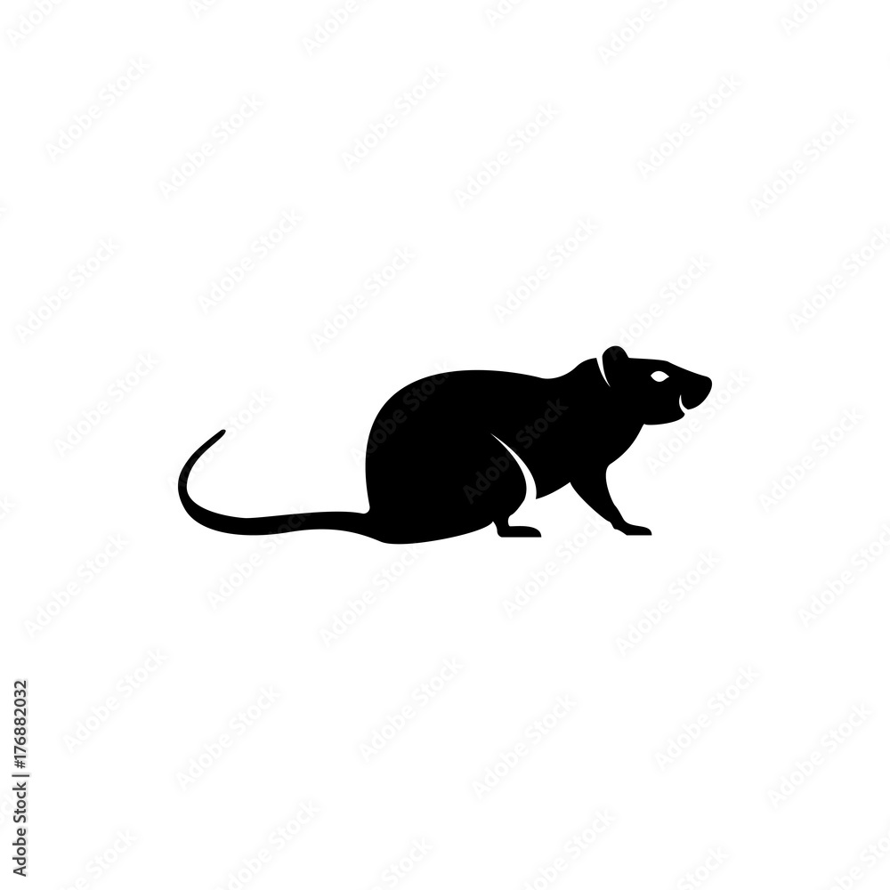Vector rat silhouette view side for retro logos, emblems, badges, labels template vintage design element. Isolated on white background