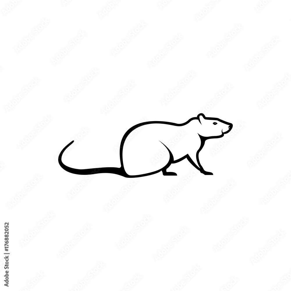 Vector rat silhouette view side for retro logos, emblems, badges, labels template vintage design element. Isolated on white background