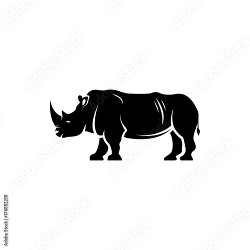 Vector rhino silhouette view side for retro logos  emblems  badges  labels template vintage design element. Isolated on white background