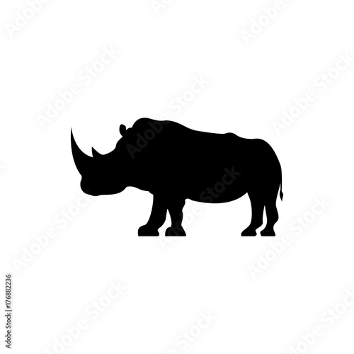 Vector rhino silhouette view side for retro logos, emblems, badges, labels template vintage design element. Isolated on white background