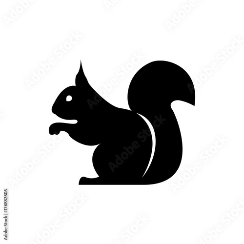 Vector squirrel silhouette view side for retro logos, emblems, badges, labels template vintage design element. Isolated on white background