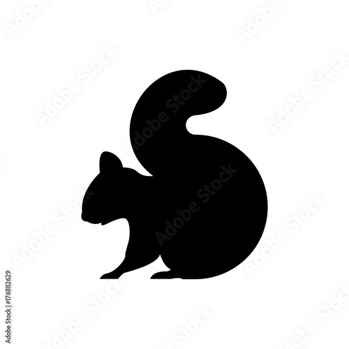 Vector squirrel silhouette view side for retro logos, emblems, badges, labels template vintage design element. Isolated on white background
