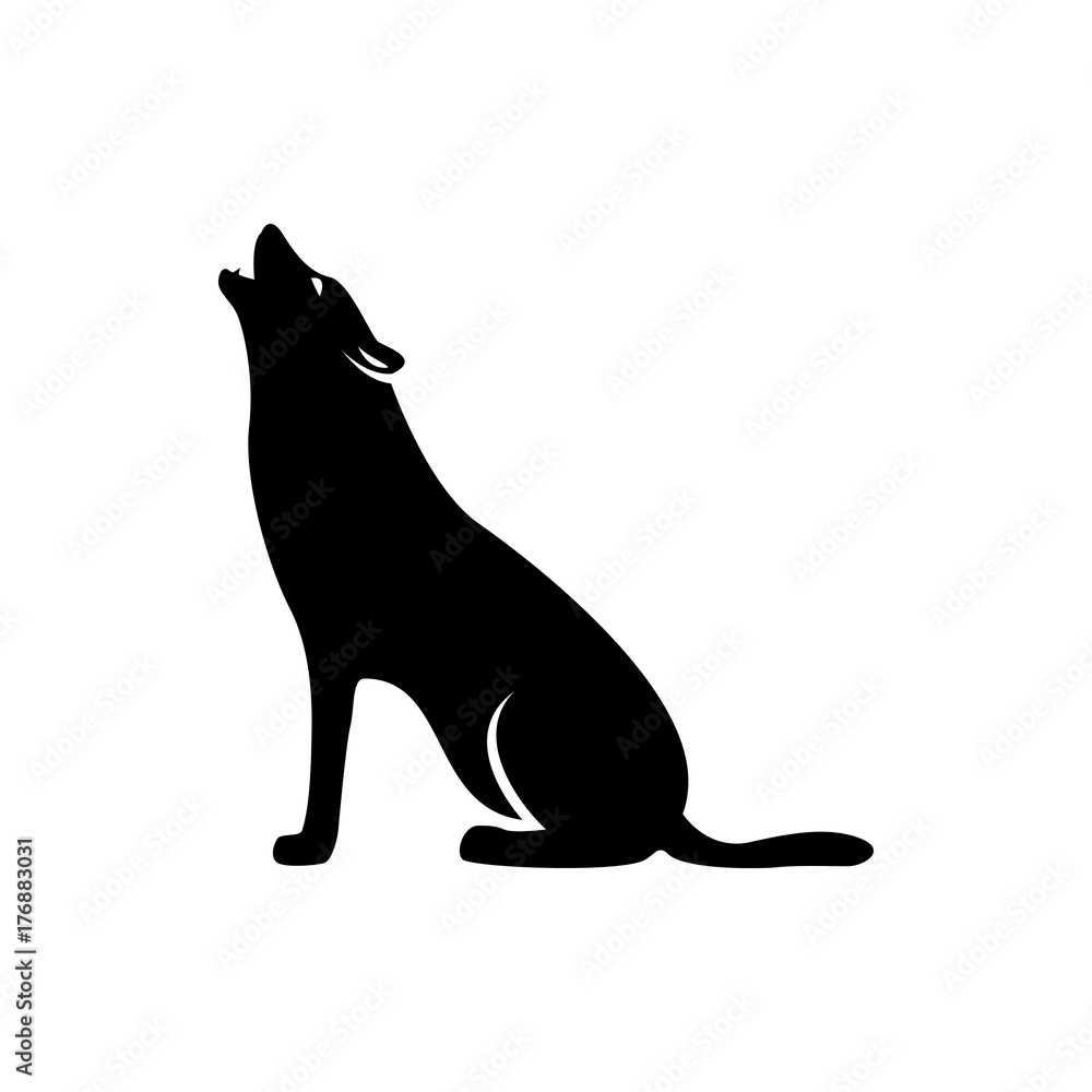Vector wolf silhouette view side for retro logos, emblems, badges, labels template vintage design element. Isolated on white background