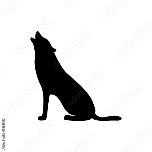 Vector wolf silhouette view side for retro logos  emblems  badges  labels template vintage design element. Isolated on white background