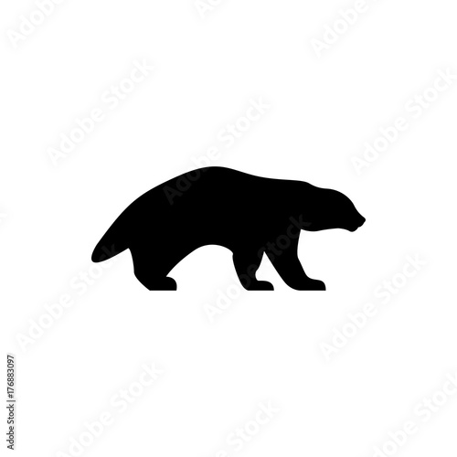 Vector wolverine silhouette view side for retro logos, emblems, badges, labels template vintage design element. Isolated on white background