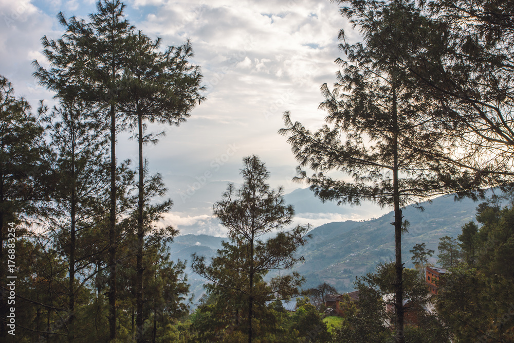 Landscape in the mountain ,Nagarkot,Nepal Landscape in the mountain ,Nagarkot,Nepal