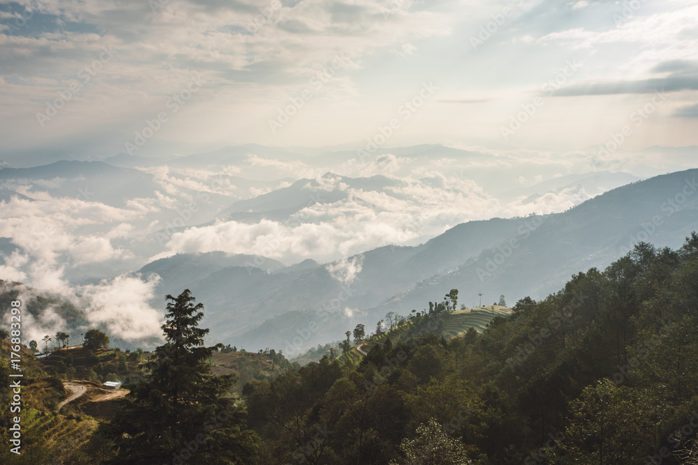 Landscape in the mountain ,Nagarkot,Nepal Landscape in the mountain ,Nagarkot,Nepal