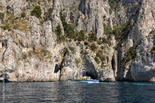  Boats with tourists near Grotta Bianca and Grotta Meravigliosa  Capri  Italy