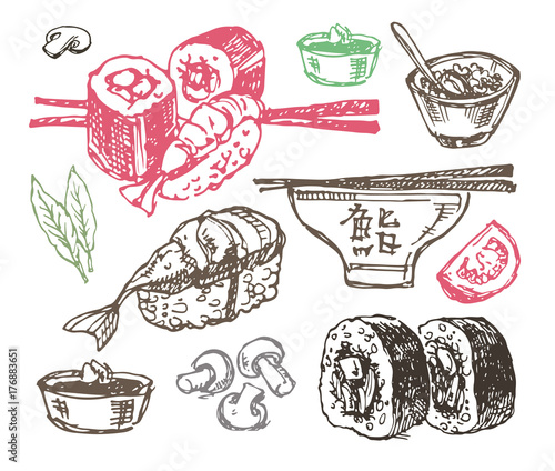 Hand drawn doodle food