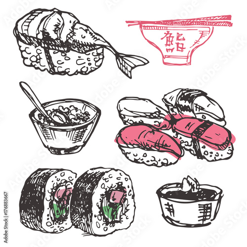 Hand drawn doodle food