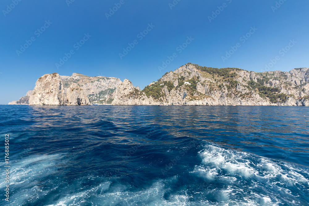 View from the boat on the cliff coast of Capri Island, Italy View from the boat on the cliff coast of Capri Island, Italy
