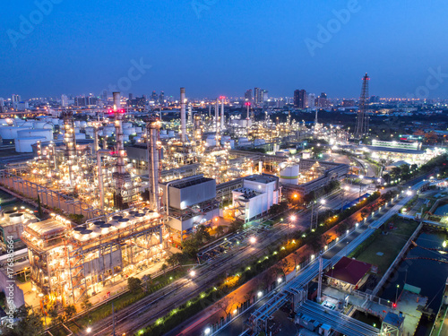 Aerial view Oil refinery .The factory is located in the middle of nature and no emissions. The area around the air pure. © MAGNIFIER