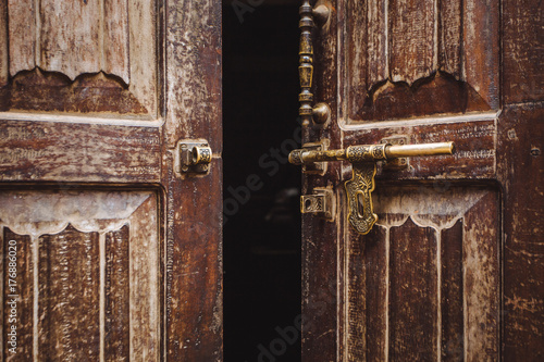 Old door in the ancient city Bhaktapur,Nepal photo