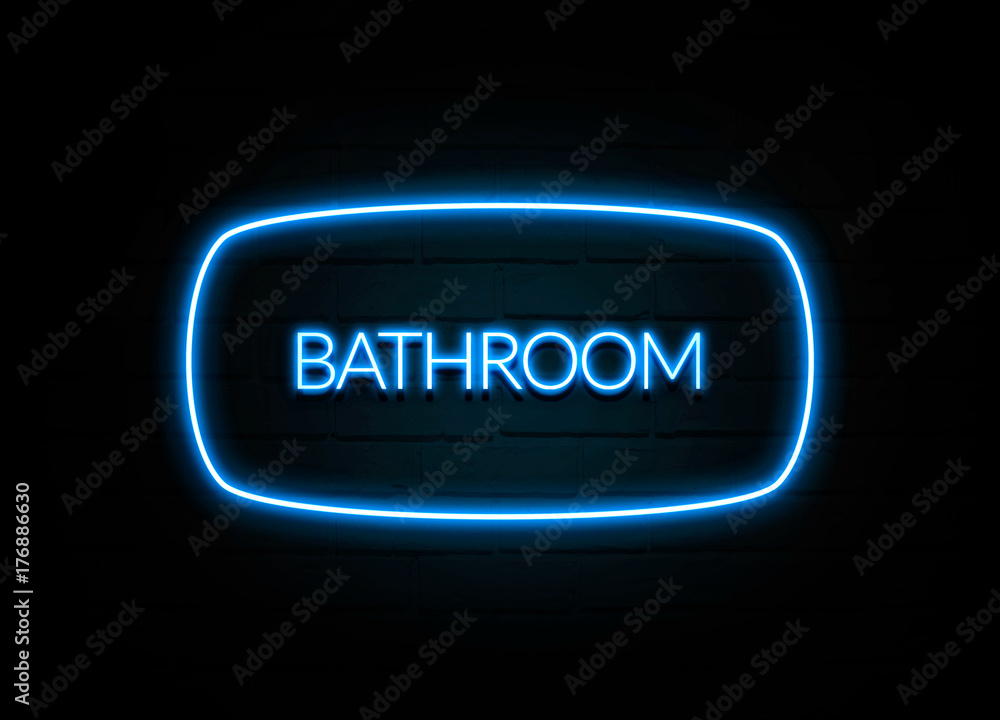 Bathroom  - colorful Neon Sign on brickwall