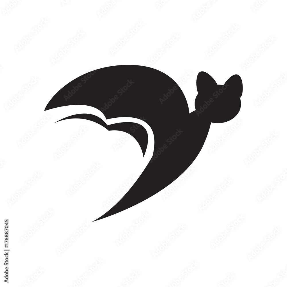 Naklejka premium Icon of a bat isolated on white, Vector illustration