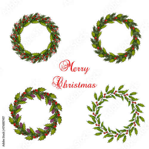 Set of christmas wreath 