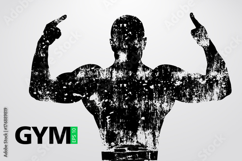 Silhouette of a bodybuilder. gym logo vector. Vector illustration