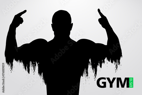 Silhouette of a bodybuilder. gym logo vector. Vector illustration