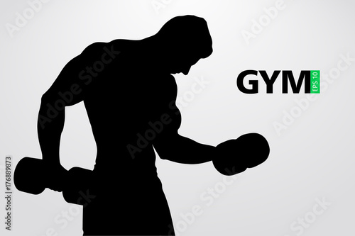 Silhouette of a bodybuilder. gym logo vector. Vector illustration