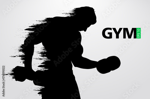 Silhouette of a bodybuilder. gym logo vector. Vector illustration