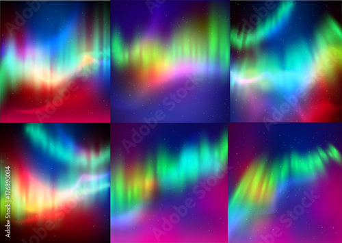 Vector set of northern lights backgrounds © Sonya illustration