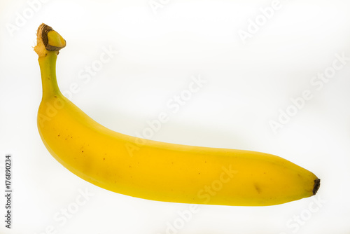 Gelbe Banane vor weißem Hintergrund