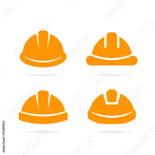 Builder orange safety helmet icon