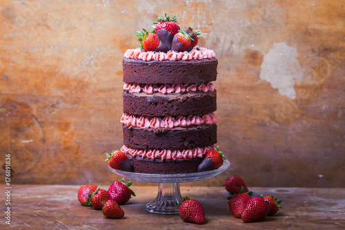 Erdbeere Schokoladen Torte Naked Cake photo