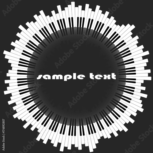 Piano keys. The abstract circle, with a reflection in the center. Suitable for a musical instrument store. Vector image.