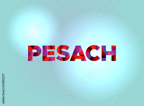 Pesach Concept Colorful Word Art Illustration