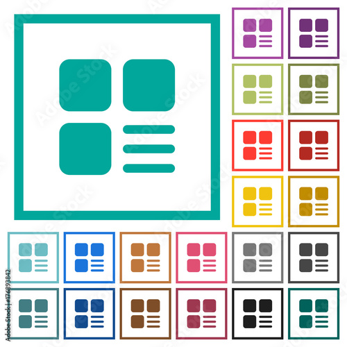 Component options flat color icons with quadrant frames