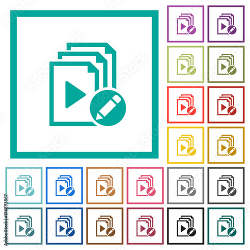 Rename playlist flat color icons with quadrant frames