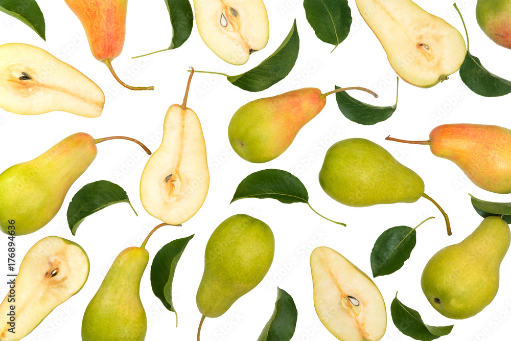 Obraz premium Delicious ripe pears on white background