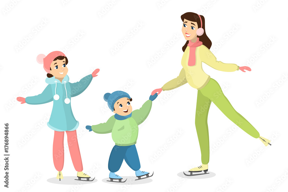 Family ice skating.
