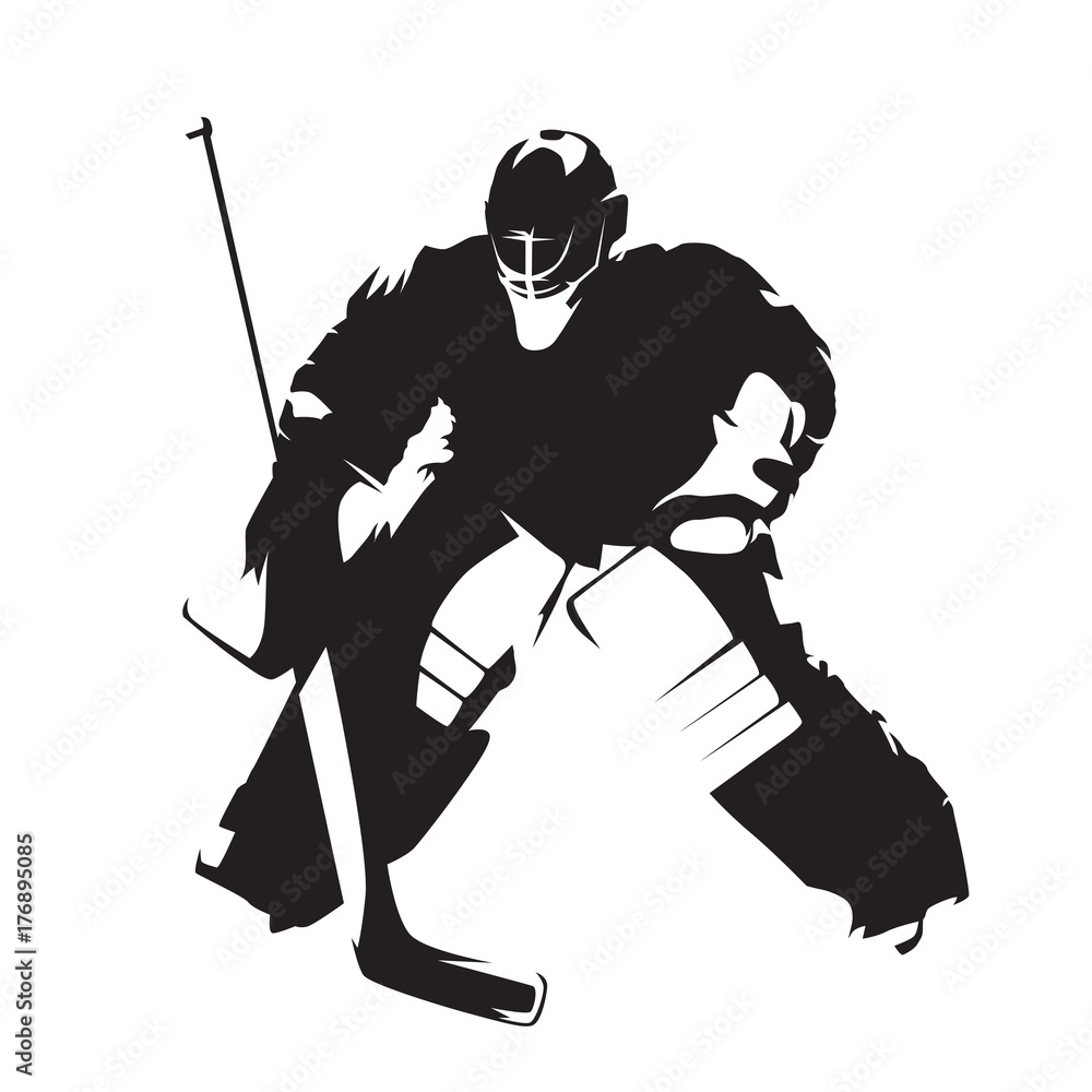 Fototapeta premium Ice hockey goalie, abstract vector silhouette