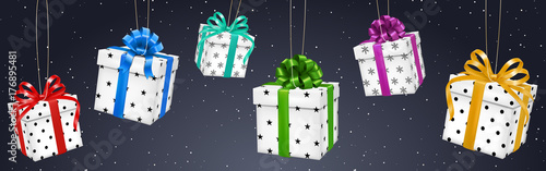 elegant background with different colorful presents