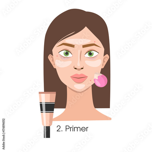 Woman applying primer.