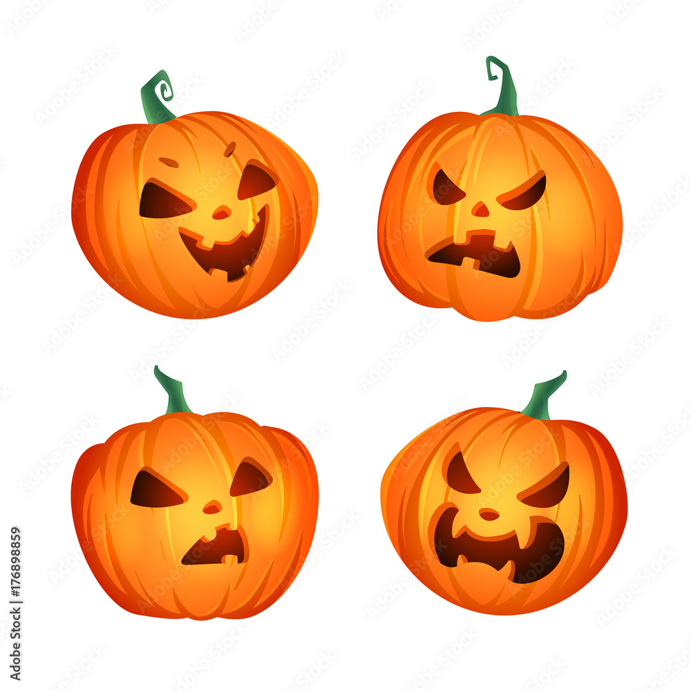 Set of Halloween pumpkins on white background Set of Halloween pumpkins on white background