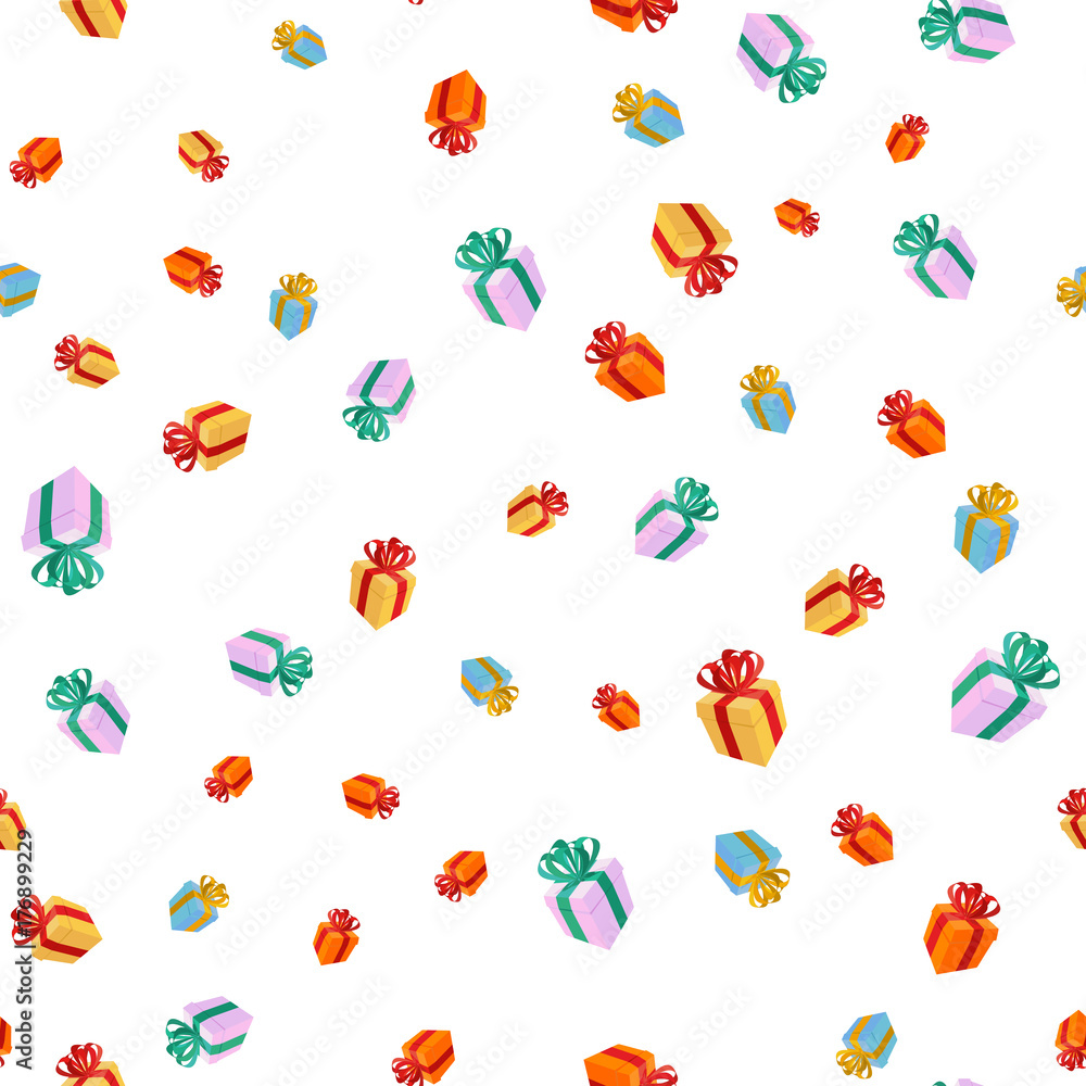 Gifts seamless pattern. present background. Holiday texture. New Year ornament. Vector illustration