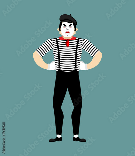 Mime angry. pantomime evil. mimic aggressive. Vector illustration