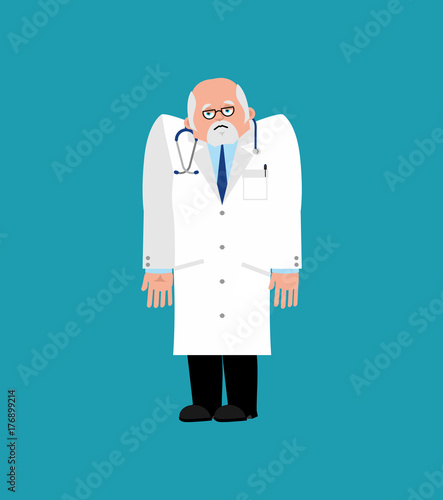 Doctor sad emotion. Physician sorrowful. Vector illustration