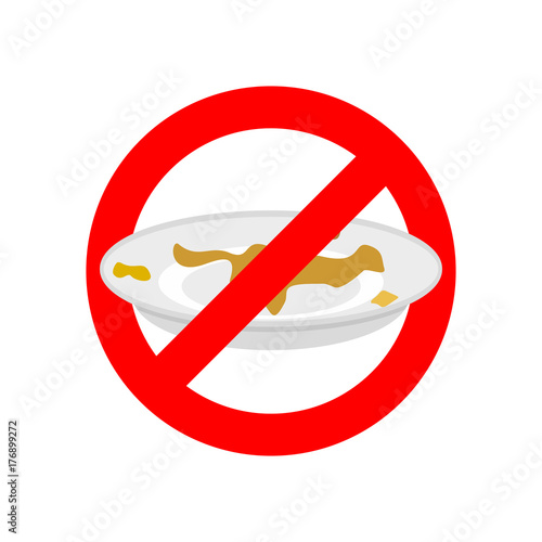 Stop dirty dishes. Do not use dirty dish. Prohibiting red ban sign. Vector illustration