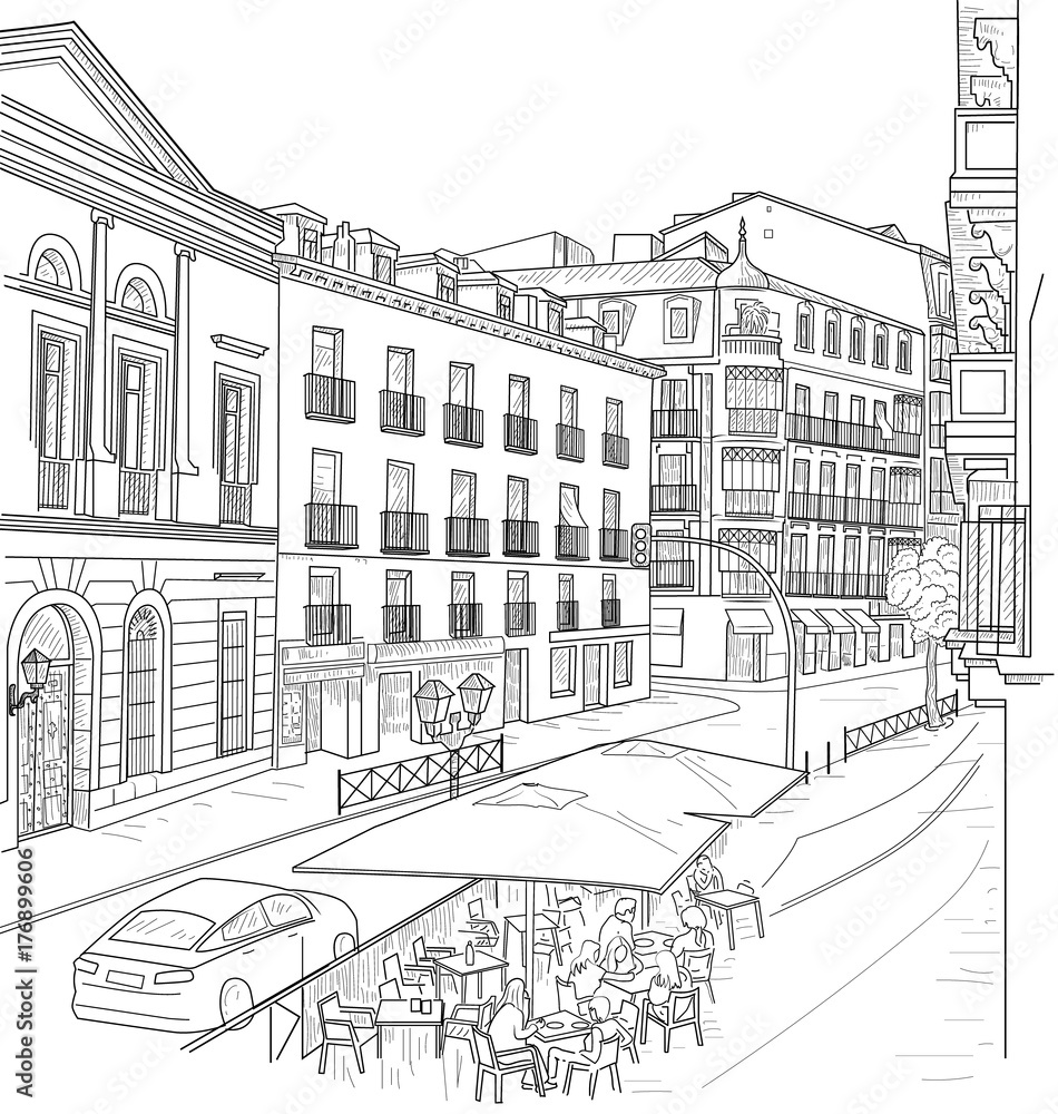 Sketch of the street of Madrid