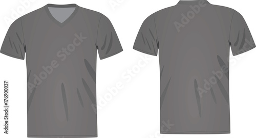 Grey V neck t shirt. vector illustration